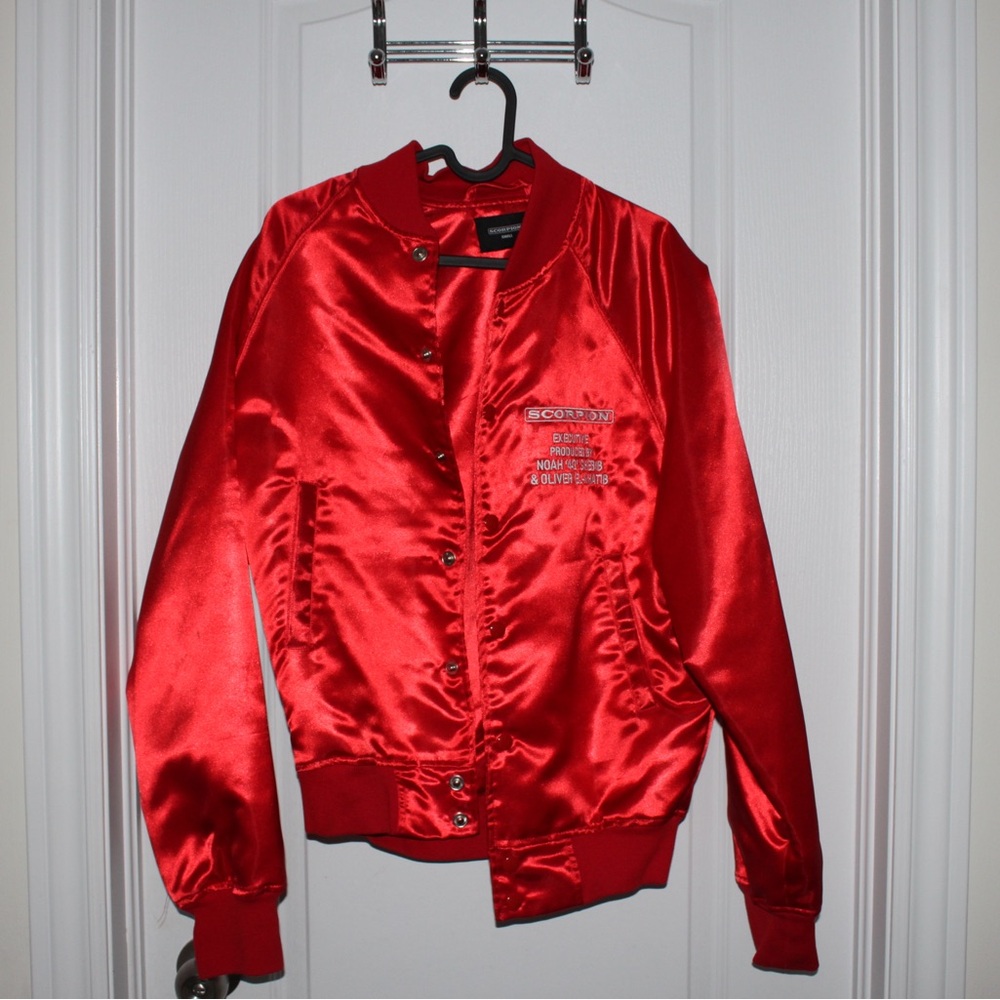 Drake Scorpion Tour Red Satin Bomber Jacket